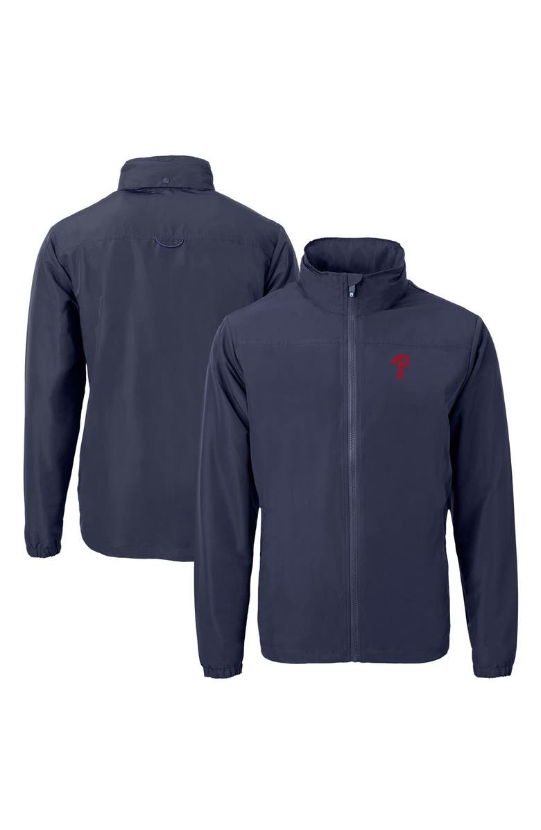Cutter & Buck Men's Cutter & Buck Navy Philadelphia Phillies Charter Eco Recycled Full-Zip Jacket, Main, color, 