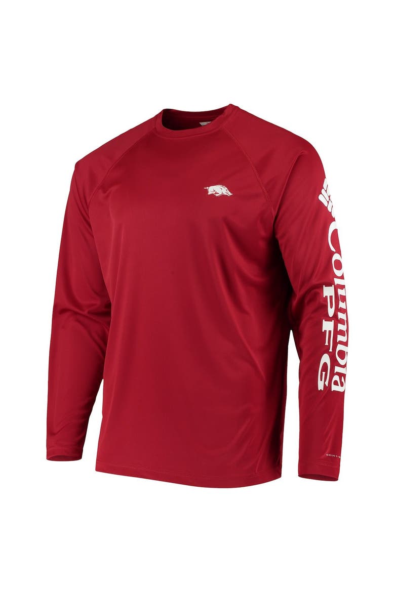 Men's Columbia Cardinal Arkansas Razorbacks Terminal Tackle Omni-Shade Raglan Long Sleeve T-Shirt, Alternate, color, Cardinal