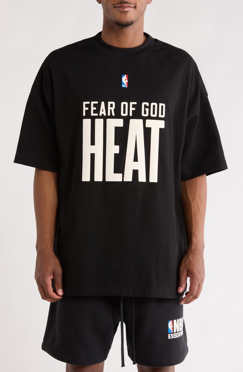 Fear of God Essentials x NBA '90s Fit Heat Graphic T-Shirt, Main, color, Vintage Black