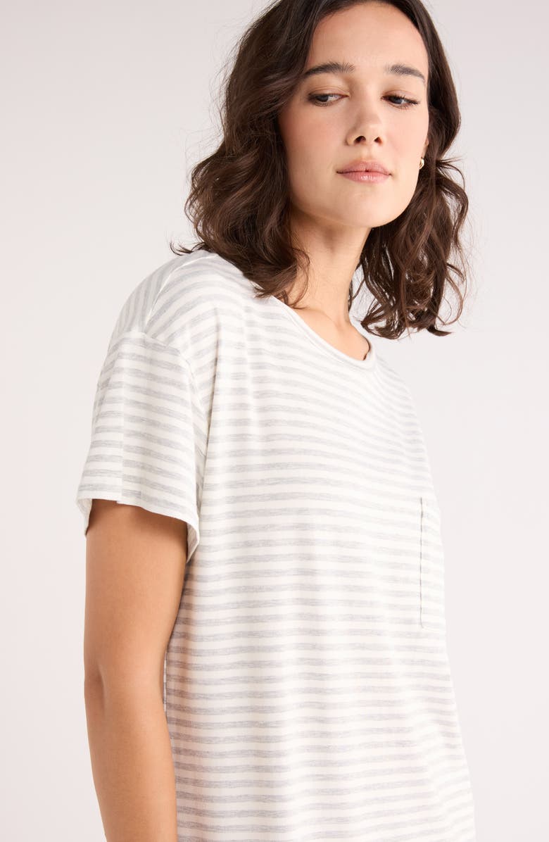 NORDSTROM RACK Tranquility Short Sleeve Nightshirt, Alternate, color, Grey Heather Even Stripe