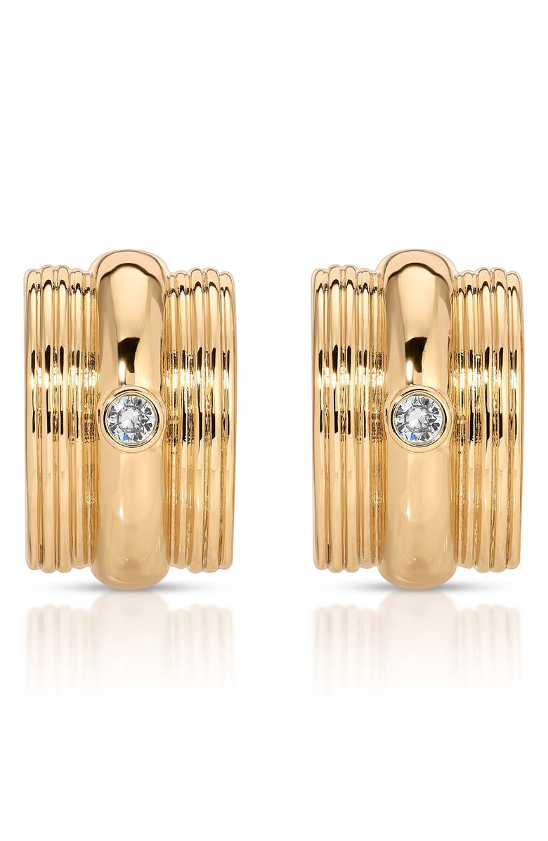 Ettika Textured Statement Hoop Earrings, Alternate, color, Gold