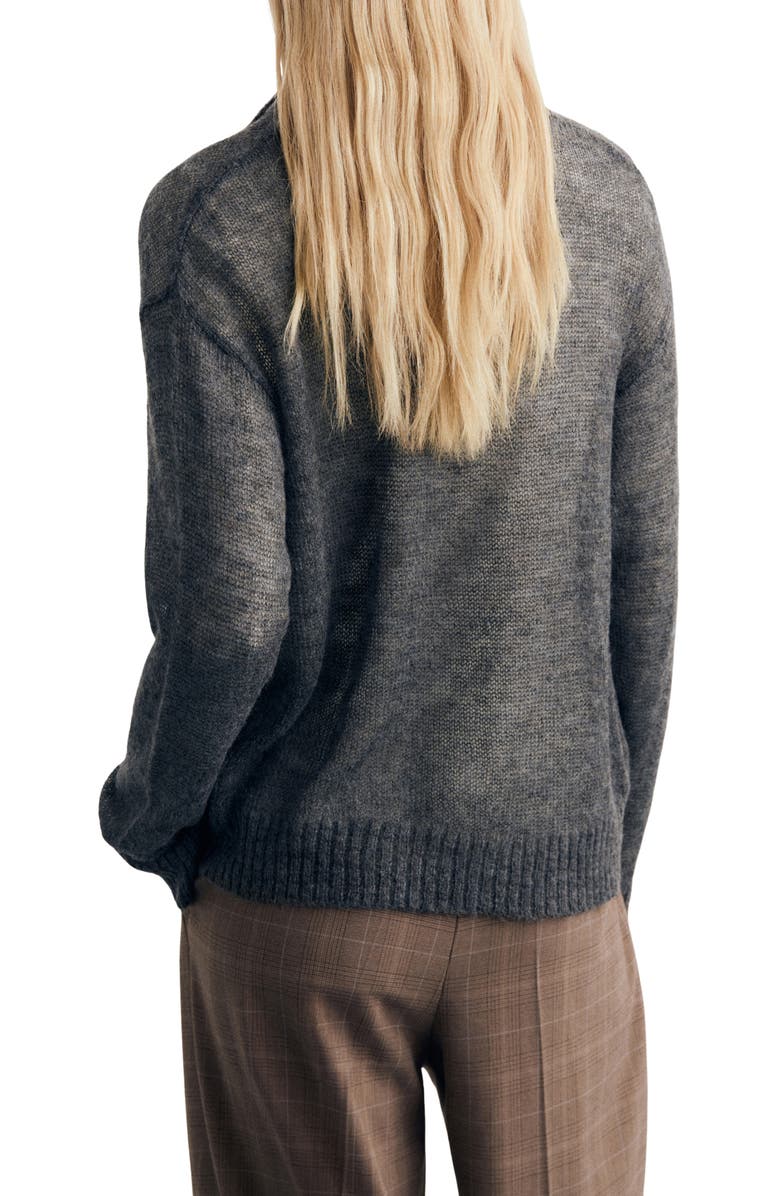 MANGO Semisheer Polo Sweater, Alternate, color, Grey