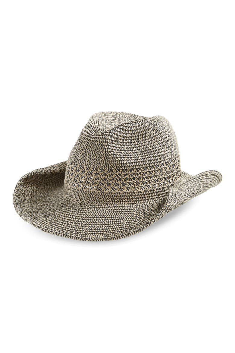 Marled Straw Cowboy Hat, Main, color, NAVY COMBO