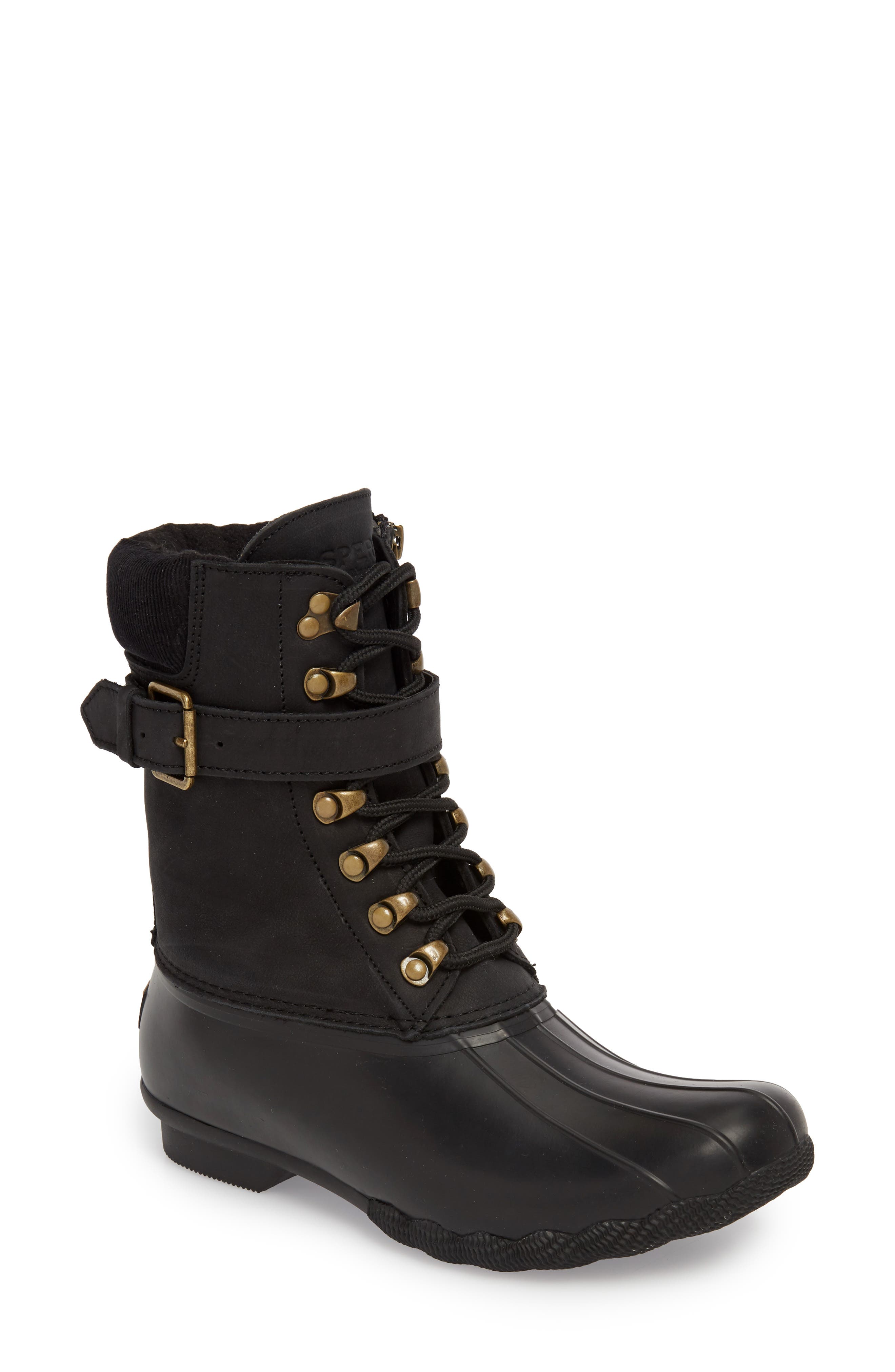 Sperry Shearwater Water-Resistant Boot, Main, color, BLACK