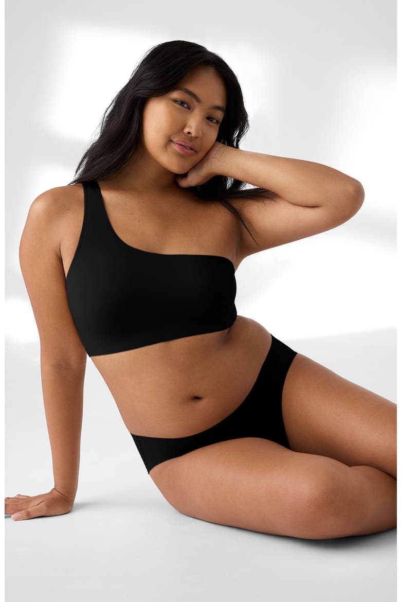 True Body One-Shoulder Bra, Alternate, color, BLACK