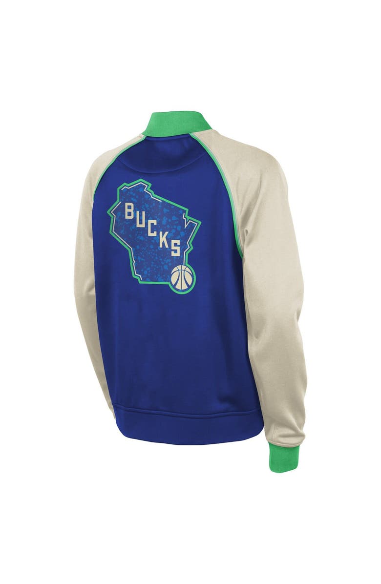 Nike Youth Nike Royal Milwaukee Bucks 2023/24 City Edition Authentic Showtime Full-Zip Jacket, Alternate, color, 