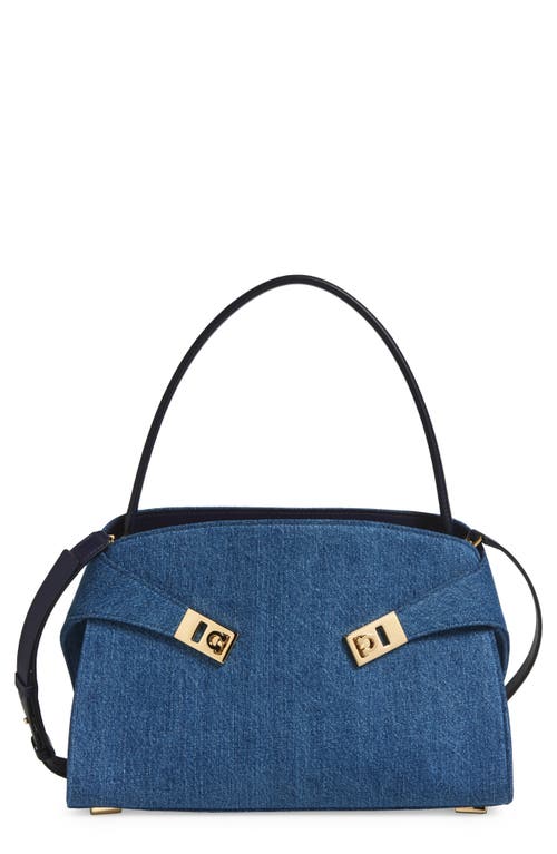 FERRAGAMO Small Hug Denim Shoulder Bag in Denim/midnight at Nordstrom