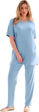 Roaman's Plus Size Soft Knit Tunic With Notch Neckline