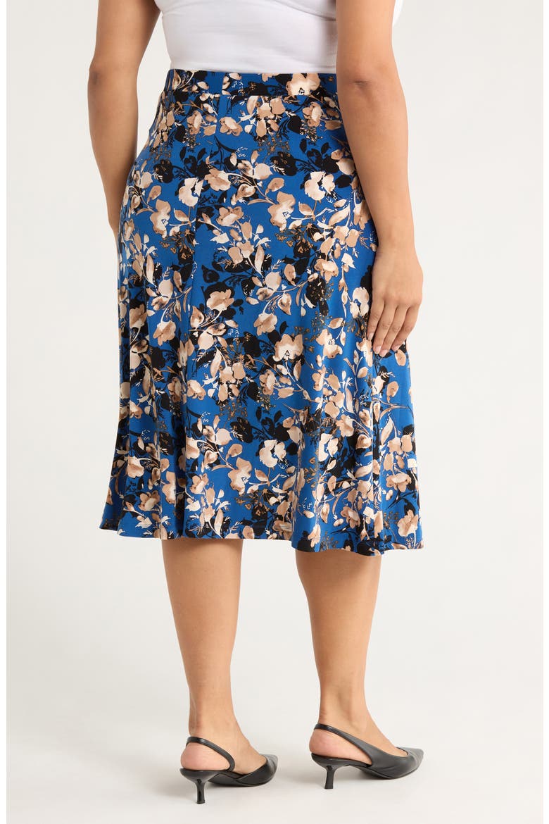 Flared Pull-On Midi Skirt, Alternate, color, BLUE NIGHT MULTI