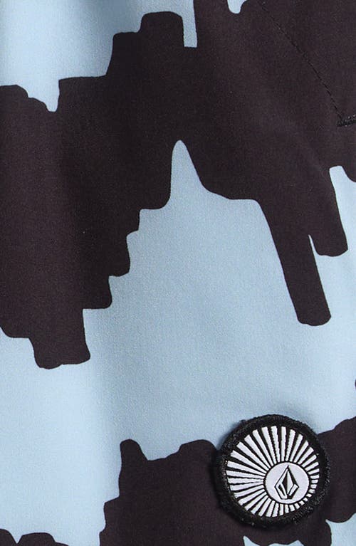 Volcom Kids' Lido Print Swim Trunks In Ice Blue