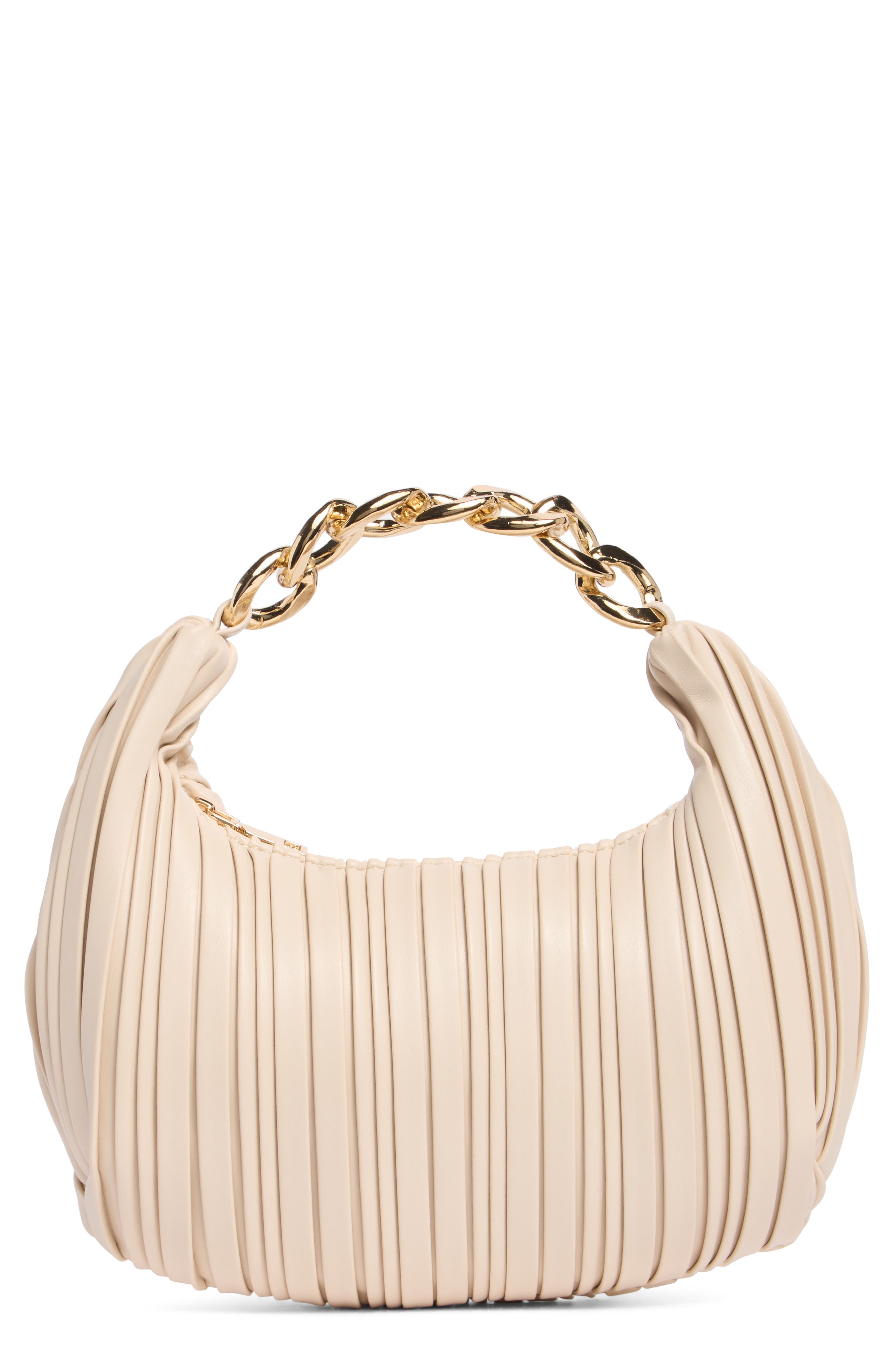 URBAN EXPRESSIONS HANDBAGS Pleated Chain Shoulder Bag, Main, color, Oatmilk