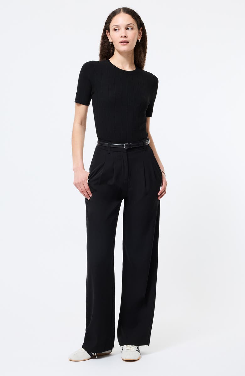 French Connection Marley Wide Rib Top, Alternate, color, Black