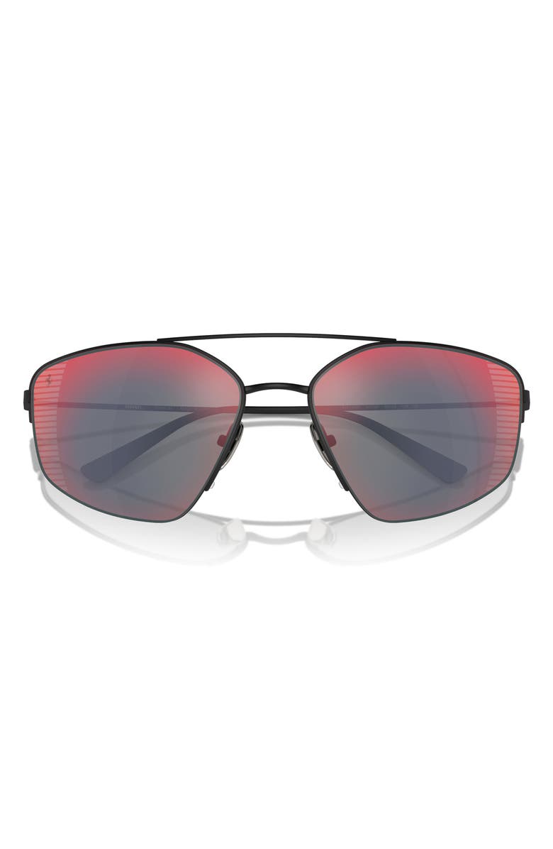 Scuderia Ferrari 63mm Oversize Irregular Sunglasses, Alternate, color, Matte Black / Mirror Red