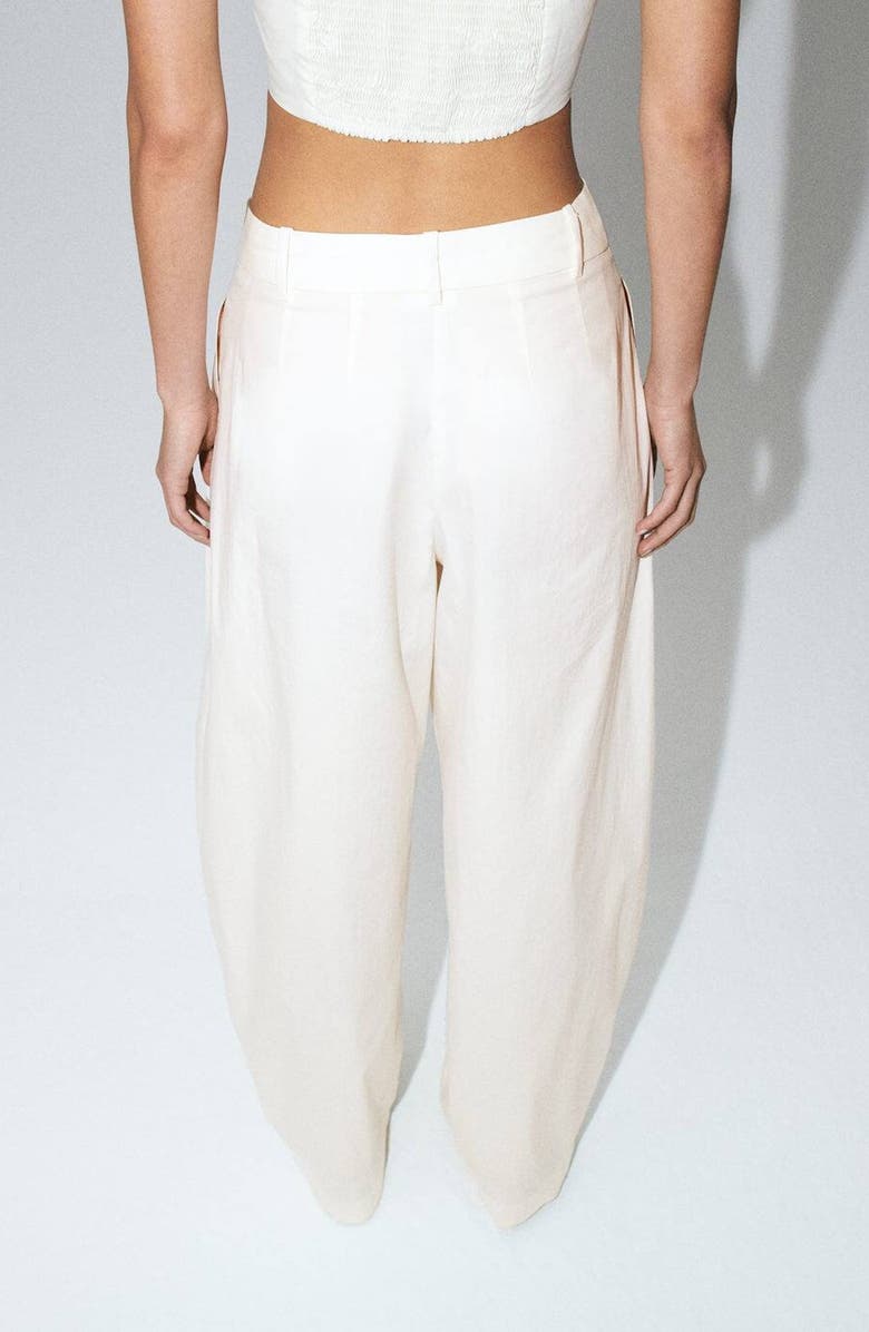MANGO Starring Hailey Bieber Kash Cotton Blend Pants, Alternate, color, White