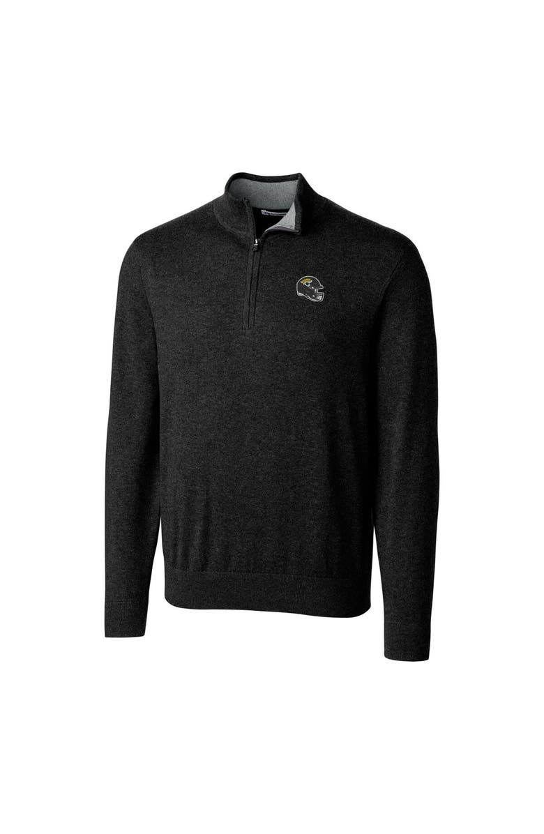 Cutter & Buck Men's Cutter & Buck  Black Jacksonville Jaguars Helmet Lakemont Tri-Blend Quarter-Zip Pullover Sweater, Alternate, color, 