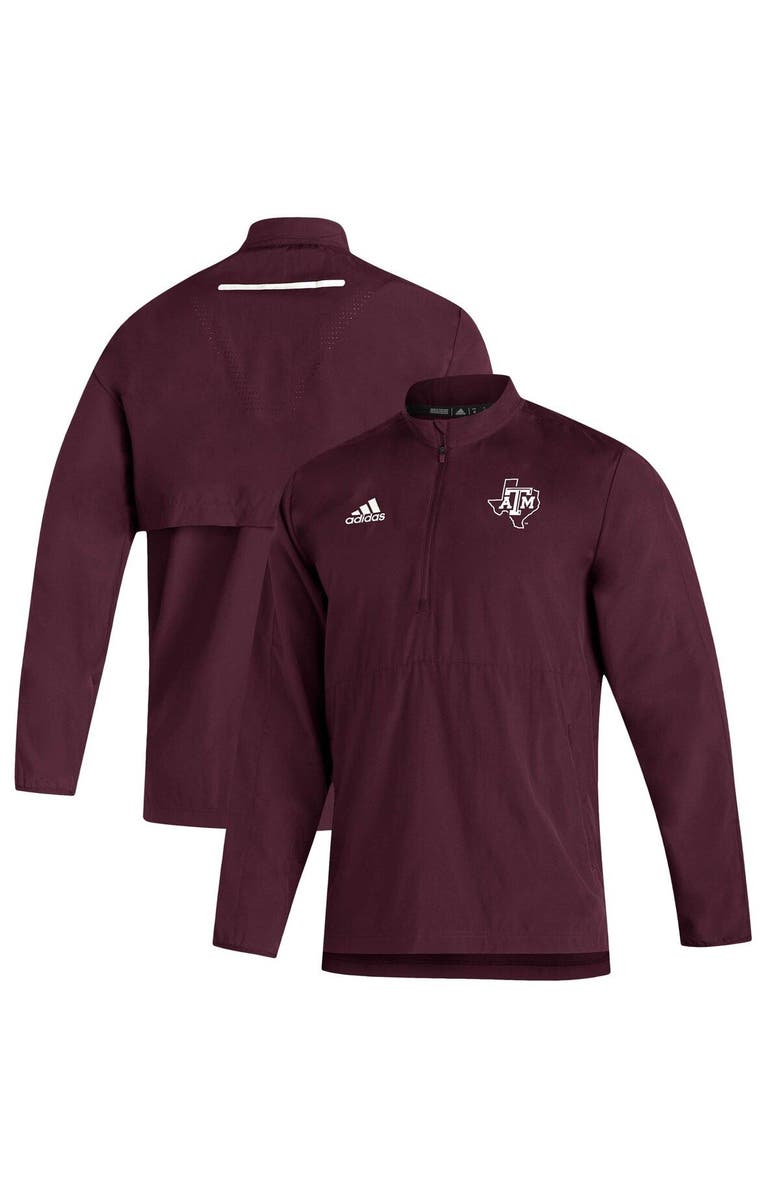 adidas Men's adidas Maroon Texas A&M Aggies 2021 Sideline AEROREADY Quarter-Zip Jacket, Main, color,