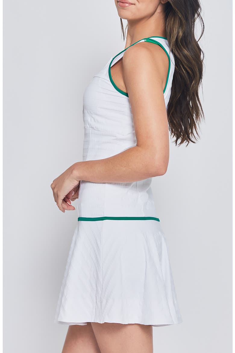 DRESS WITH FRONT BUTTONS, Alternate, color, WHITE WITH GREEN TRIM
