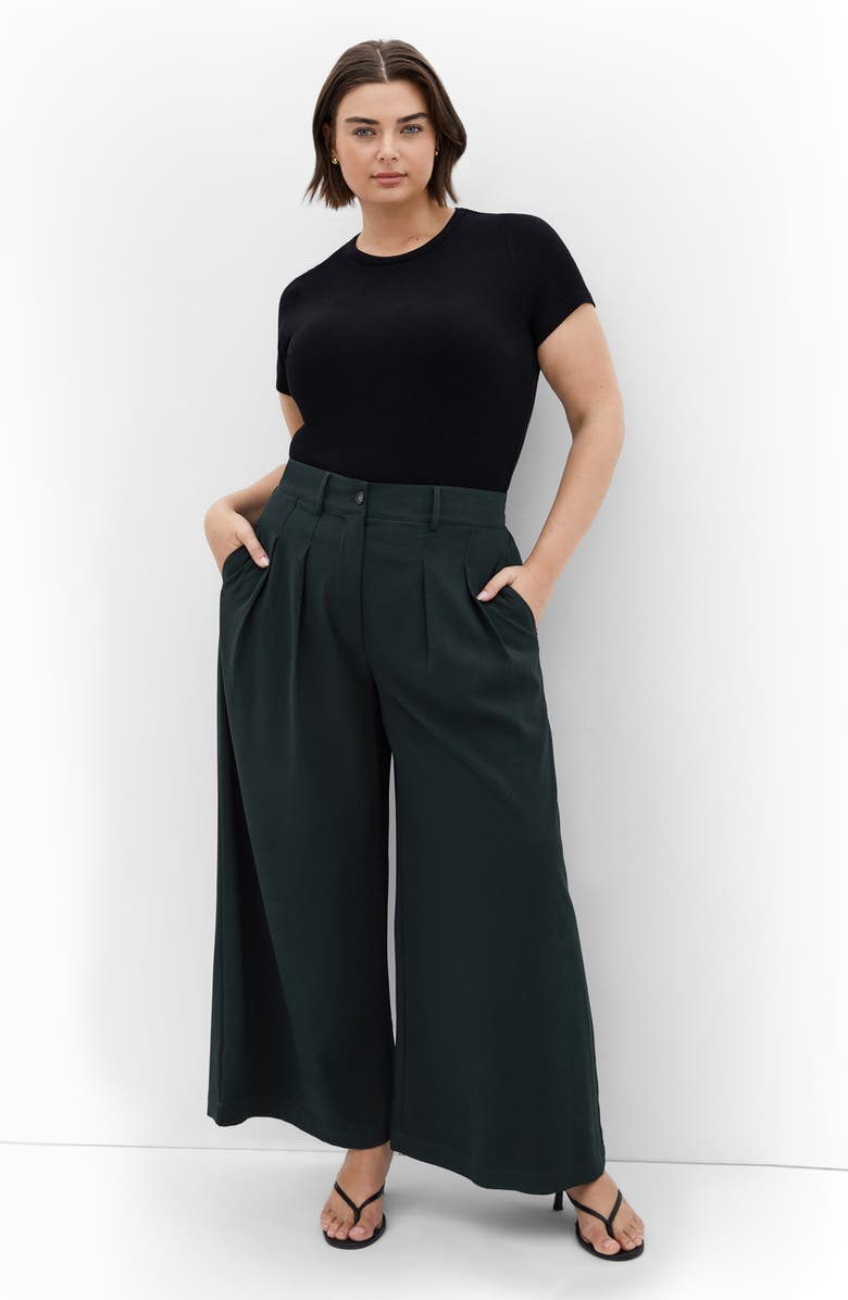 City Chic Bailey Pleated Wide Leg Pants, Alternate, color, Teal