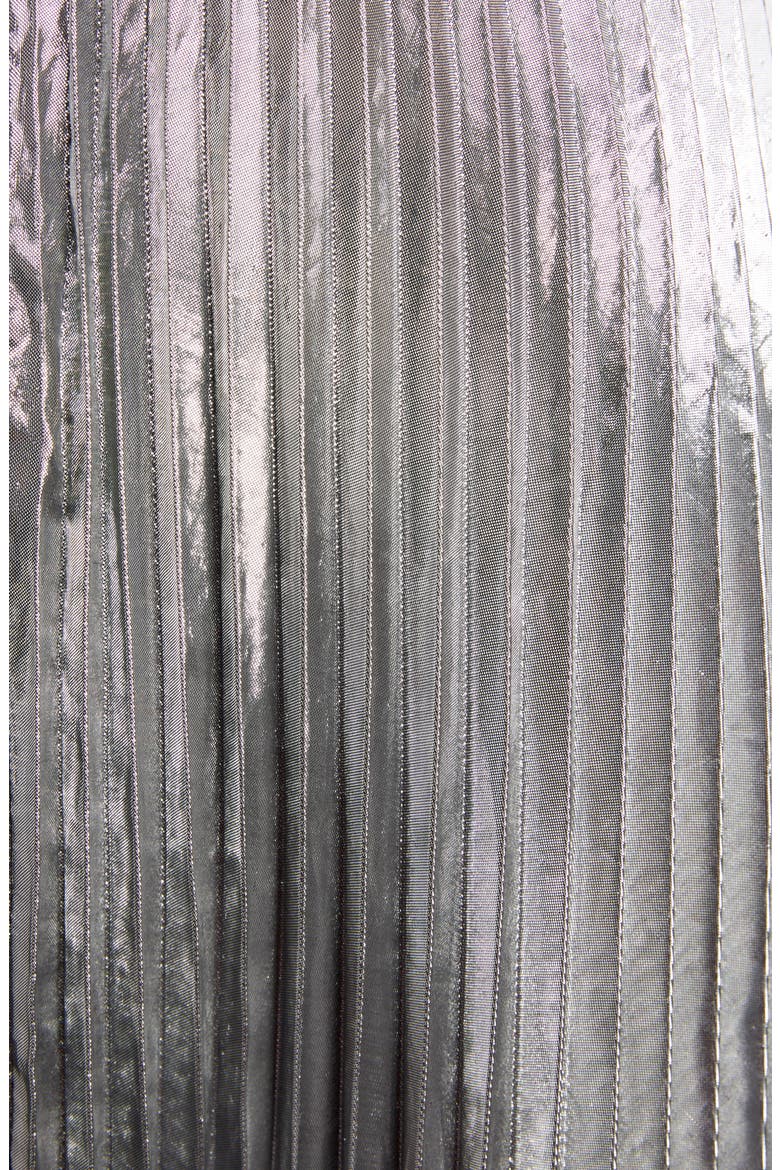 Metallic Pleated Wool Blend Midi Skirt, Alternate, color, SILVER