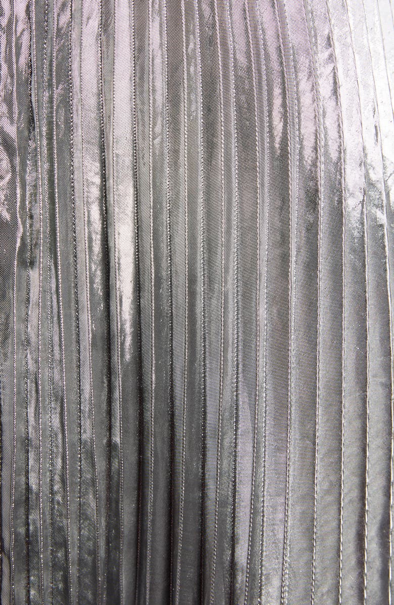 Balenciaga Metallic Pleated Wool Blend Midi Skirt, Alternate, color, 