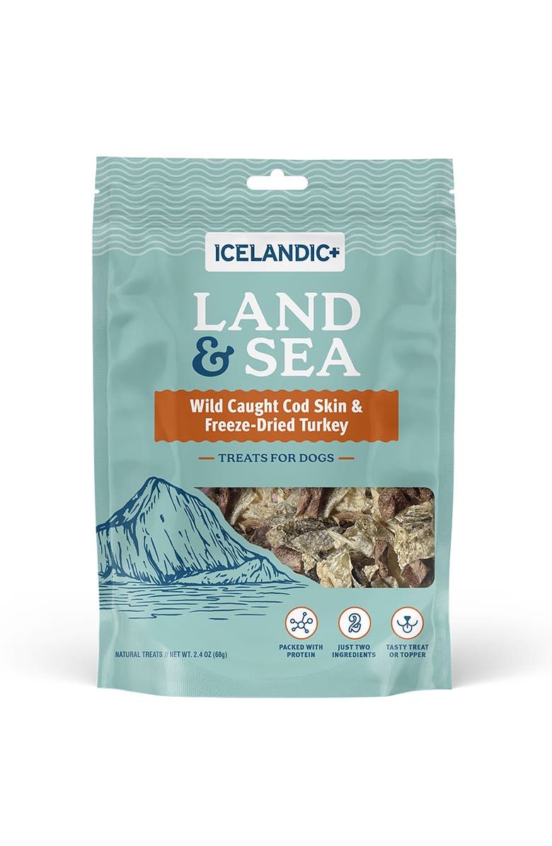 ICELANDIC+ Land & Sea Wild Caught Cod Skin & Freezedried Turkey 2.4Oz Bag, Main, color, Multicolored