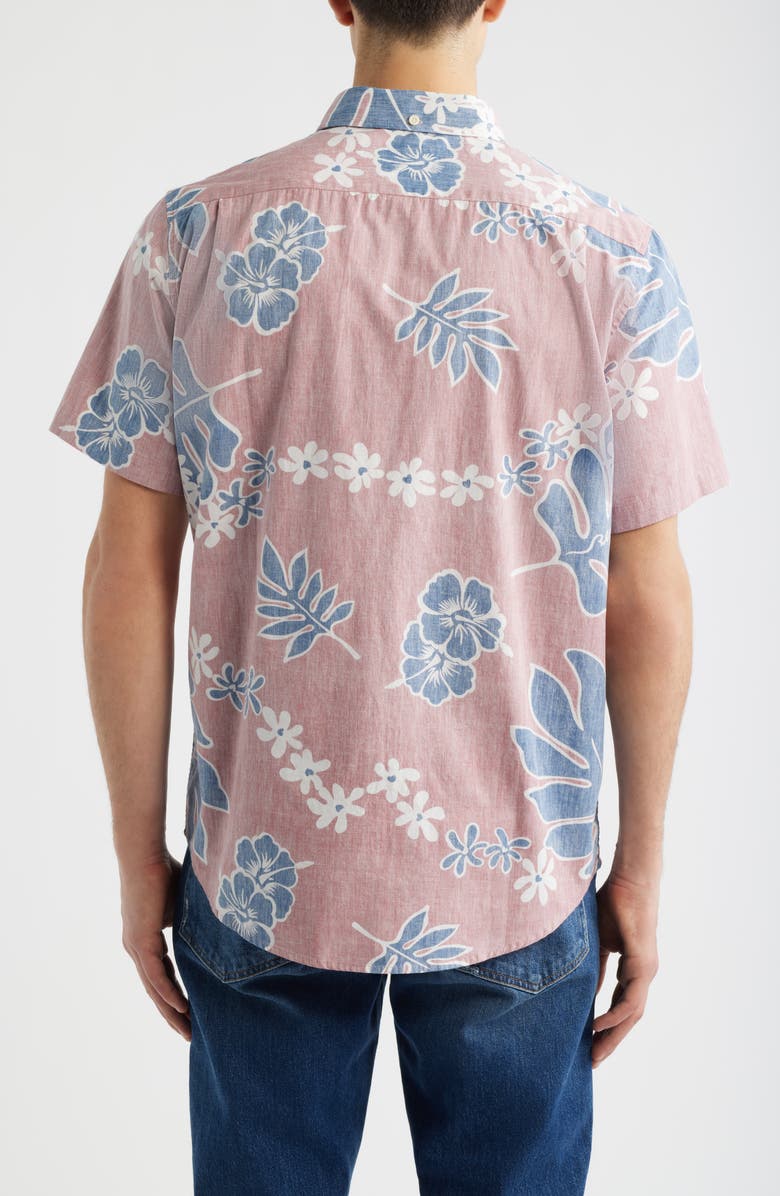 Reyn Spooner Old School Floral Short Sleeve Button-Down Cotton Sport Shirt, Alternate, color, Vintage Red