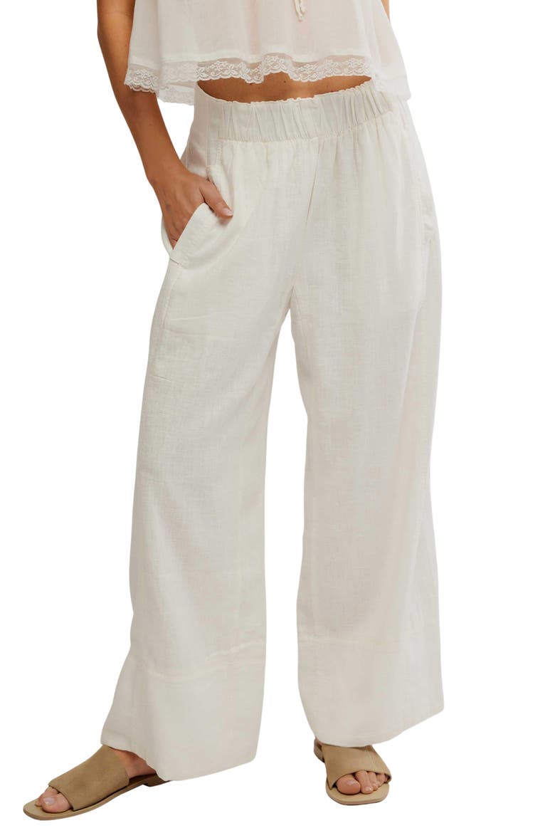 Days End Pull-On Linen Blend Wide Leg Pants, Main, color, CLEAN IVORY