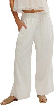 Free People Days End Pull-On Linen Blend Wide Leg Pants