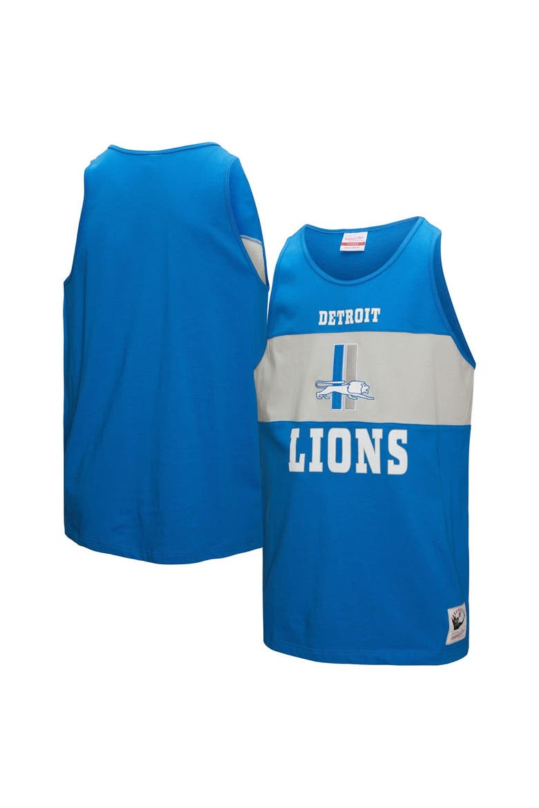 Men's Mitchell & Ness Blue Detroit Lions Retro Colorblock Tank Top, Main, color, Blue