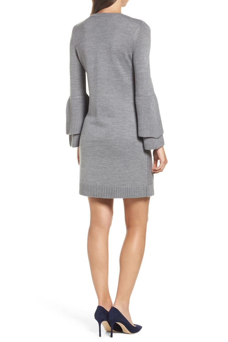 Mixed Cable Sweater Dress, Alternate, color, GREY