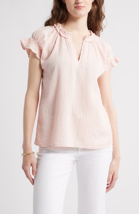 Ruffle Cotton Gauze Top