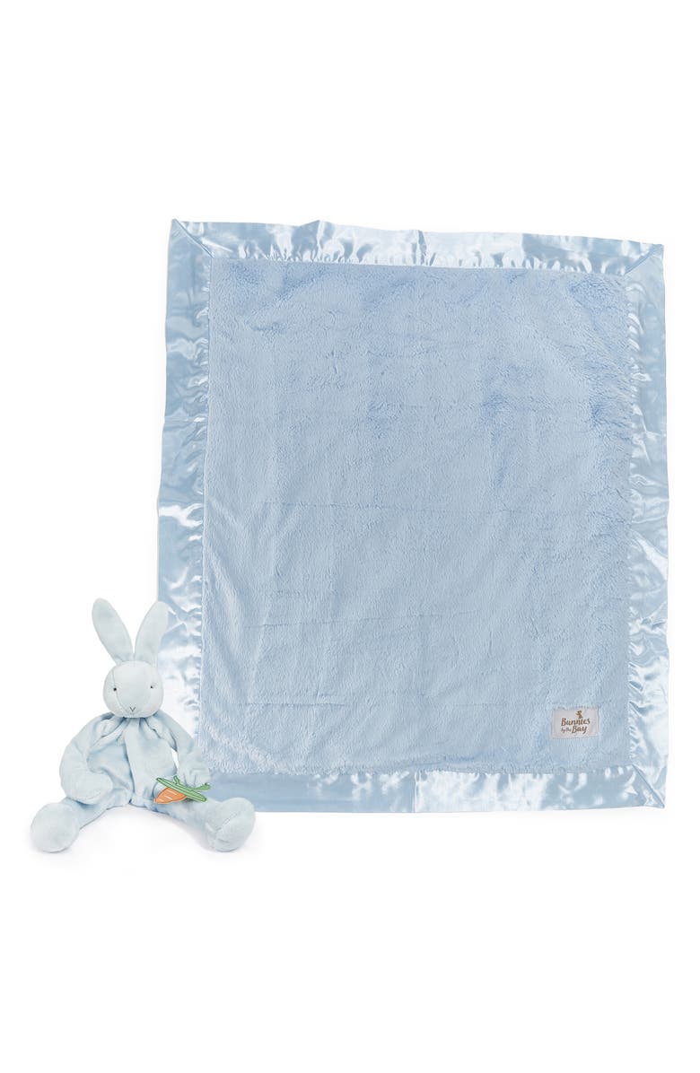 Bunnies by the Bay Blanket & Bunny Silly Buddy Pacifier Holder Gift Set, Alternate, color, Blue