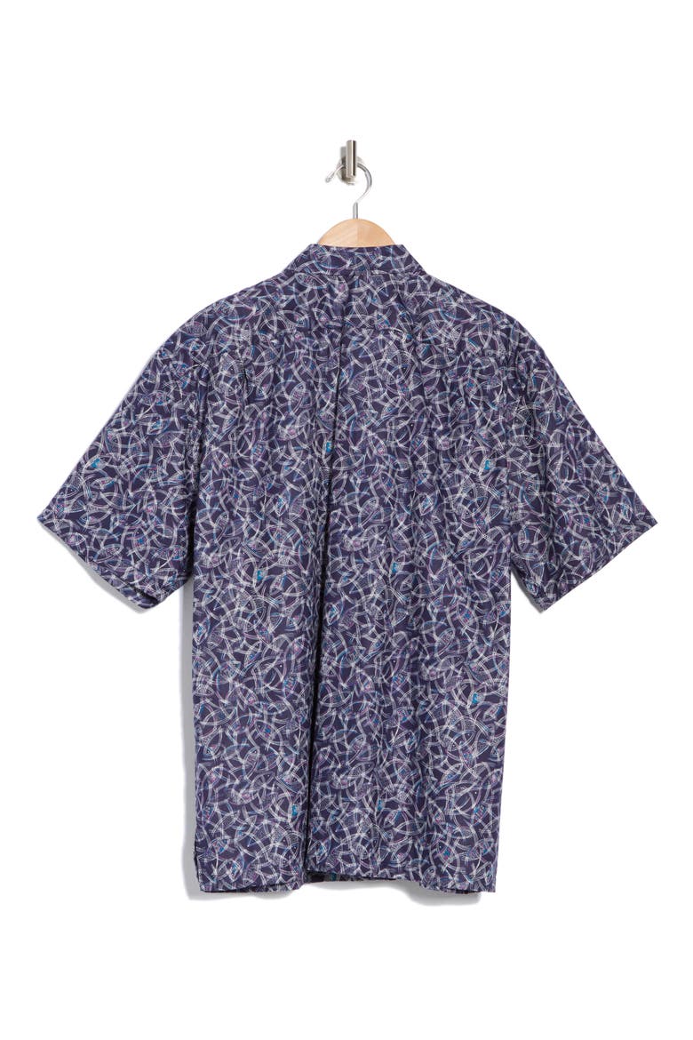 Fish Finder Short Sleeve Cotton Button-Up Shirt, Alternate, color, LAPIS