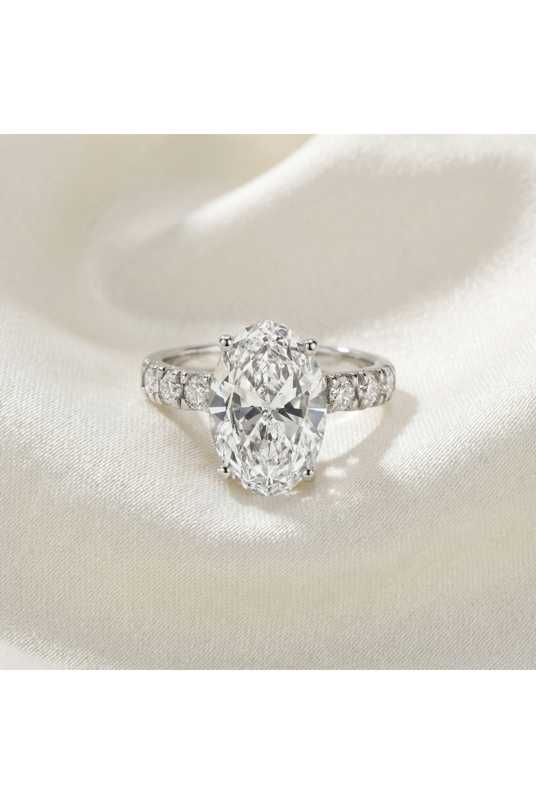 Certified 5.28Ct Oval Diamond Side Halo Engagement Ring 14k Gold Lab Grown, Alternate, color, 14k White Gold