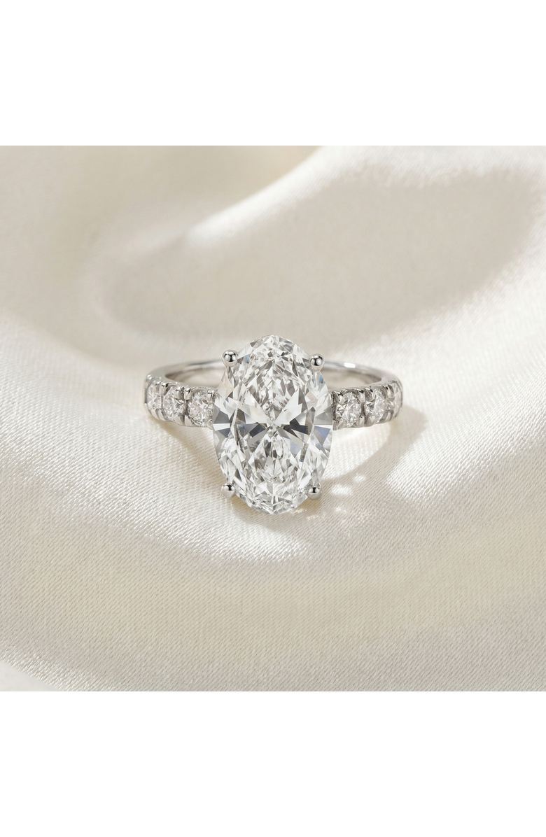 Bliss Diamond Certified 5.28Ct Oval Diamond Side Halo Engagement Ring 14k Gold Lab Grown, Alternate, color, 14K White Gold