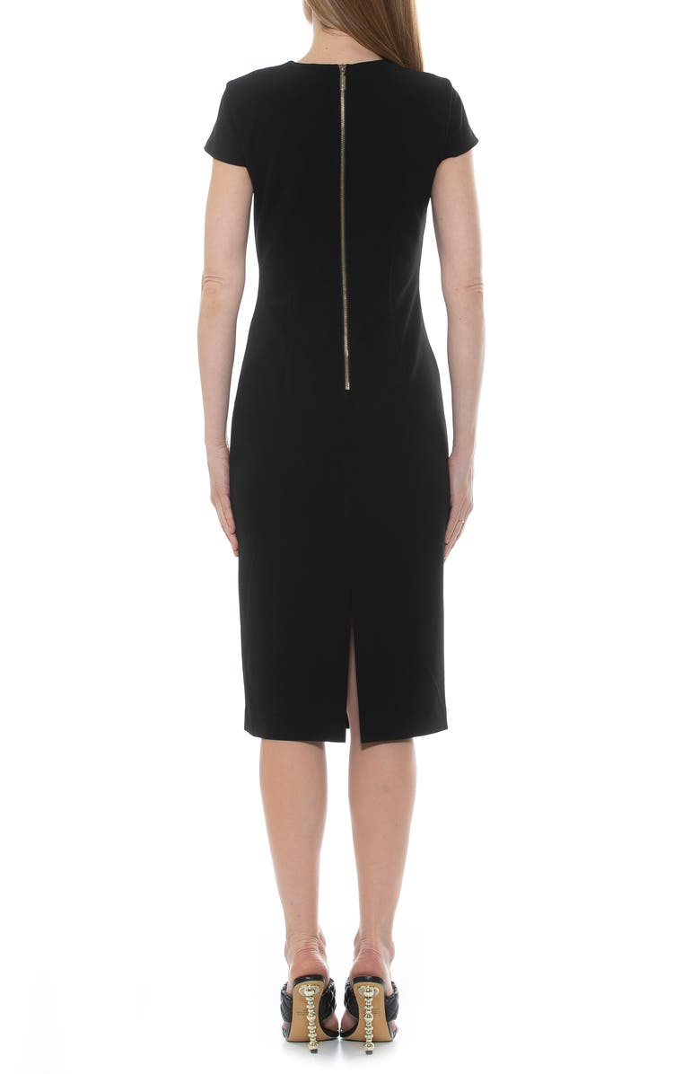 Alexia Admor Janine Crewneck Draped Midi Sheath Dress, Alternate, color, 