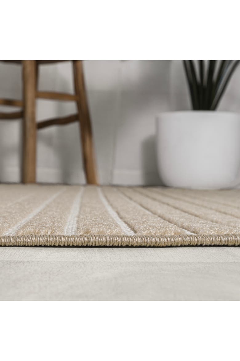 Aarhus High-Low Minimalist Scandi Striped Indoor/Outdoor Area Rug, Alternate, color, Beige/Cream