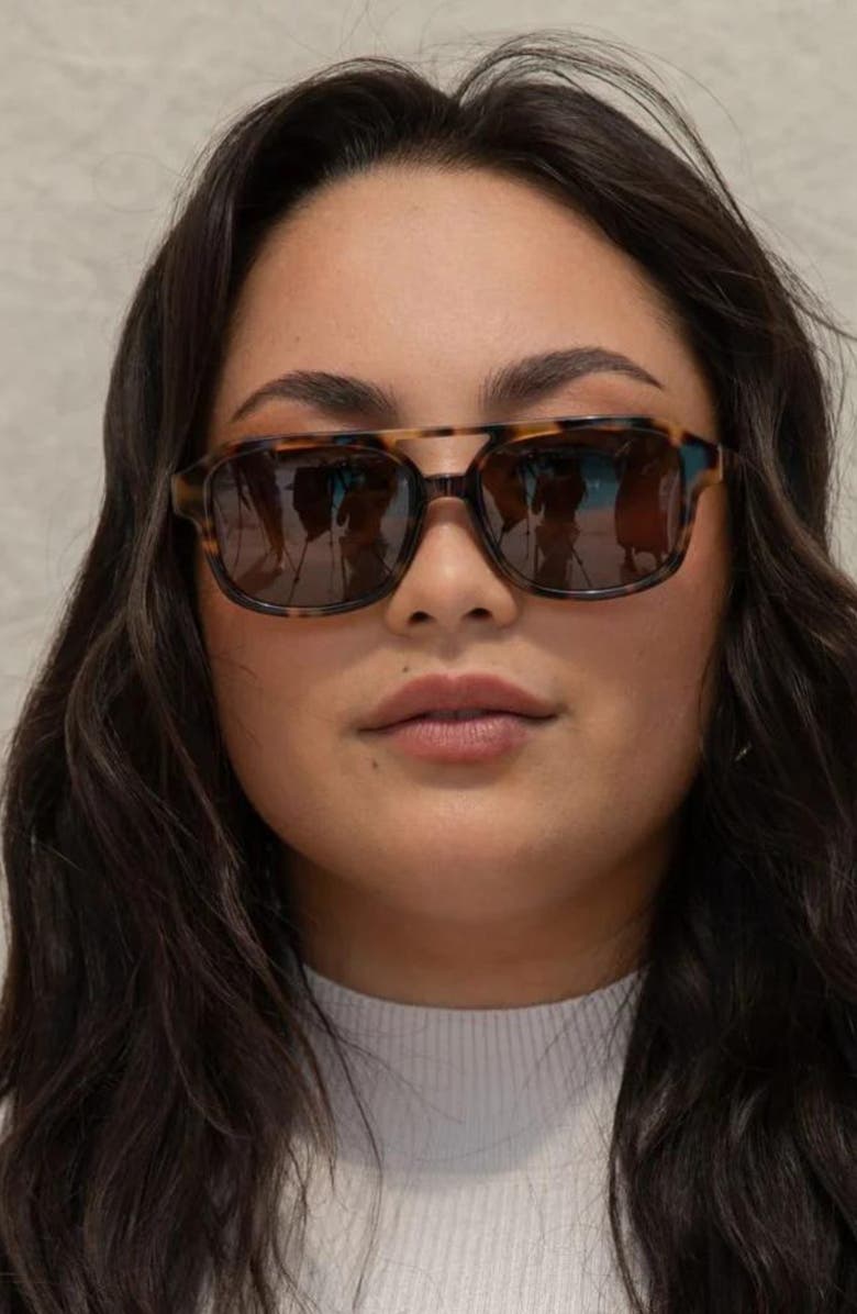 Mohala Eyewear Hanalei 55mm Medium Nose Bridge Wide Width Polarized Top Bar Sunglasses, Alternate, color, Sienna Tortoise / Tan Lenses