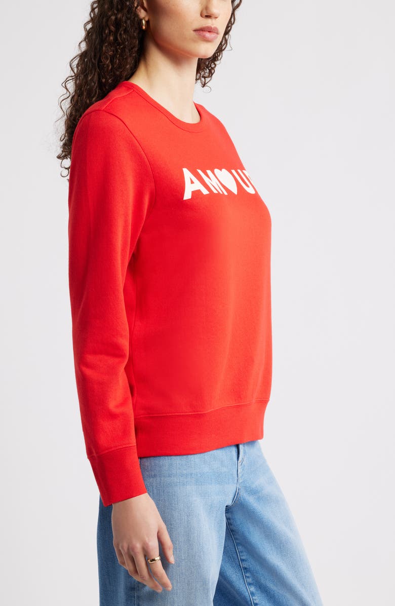 Caslon<sup>®</sup> Amour Graphic Sweatshirt, Alternate, color, Red Goji White Amour
