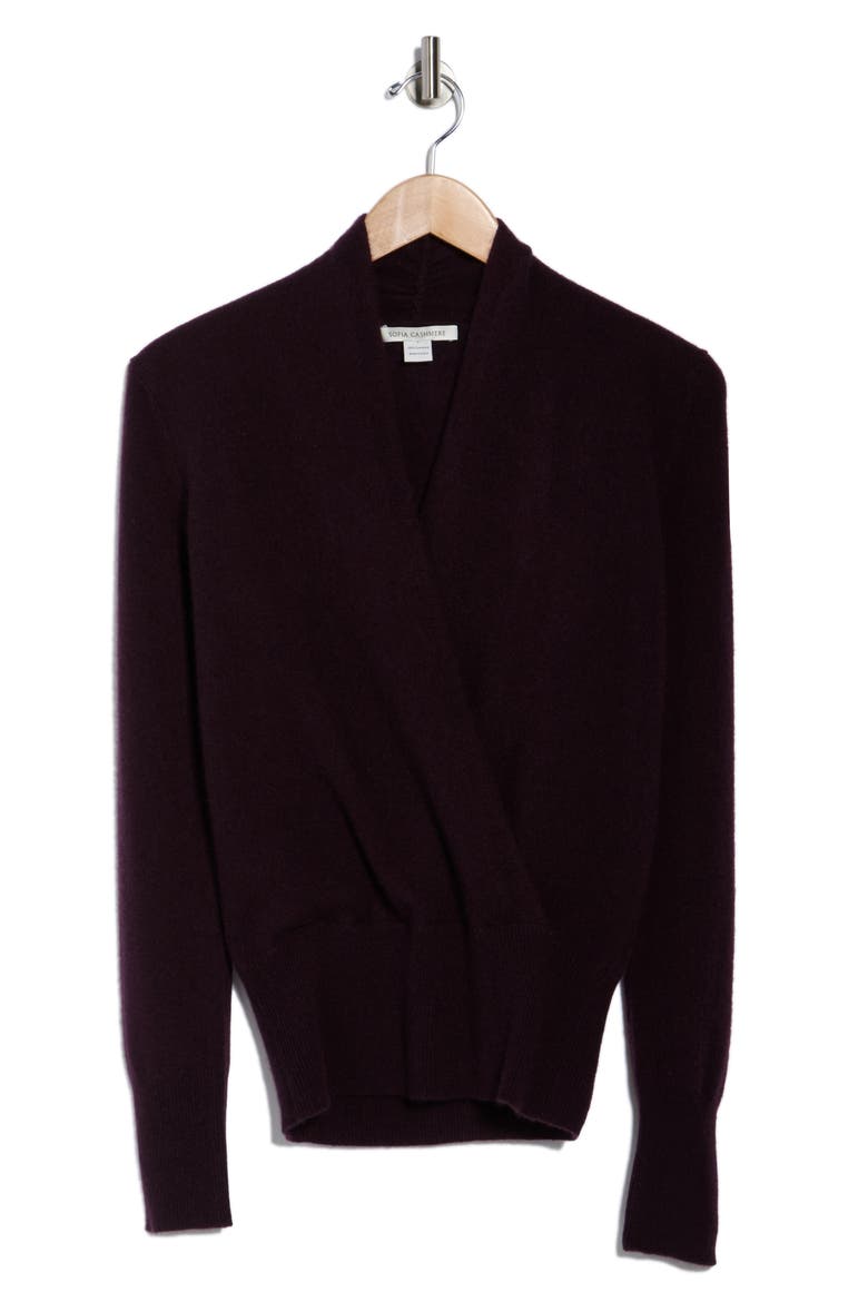 Cashmere Faux Wrap Sweater, Main, color, FIG
