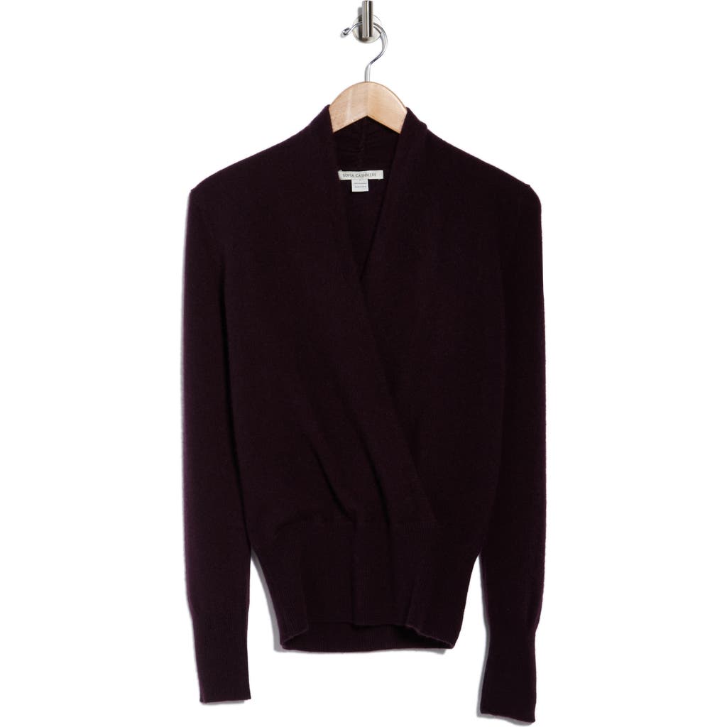 Sofia Cashmere Cashmere Faux Wrap Sweater In Black