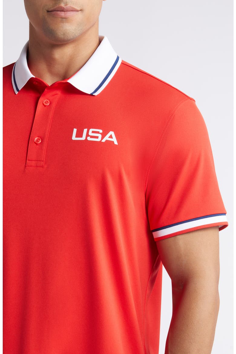 Timeo Golf Polo, Alternate, color, FLAME SCARLET