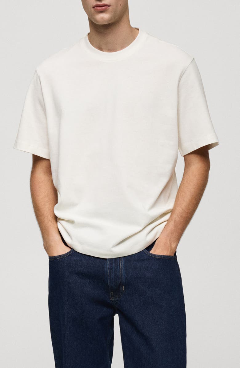 MANGO Relaxed Fit Heavyweight Cotton T-Shirt, Main, color, Off White