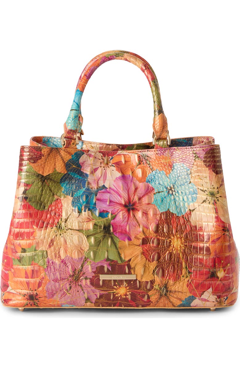 Brahmin Small Denise Embossed Leather Satchel, Main, color, Florita