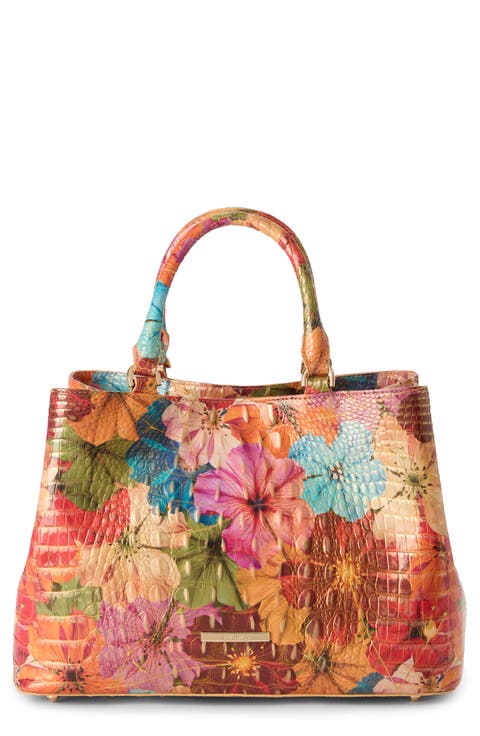 Small Denise Embossed Leather Satchel