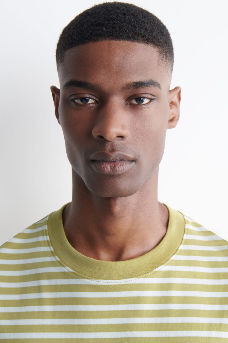 Relaxed Lightweight Cotton T-shirt, Alternate, color, YELLOW / WHITE / STRIPED