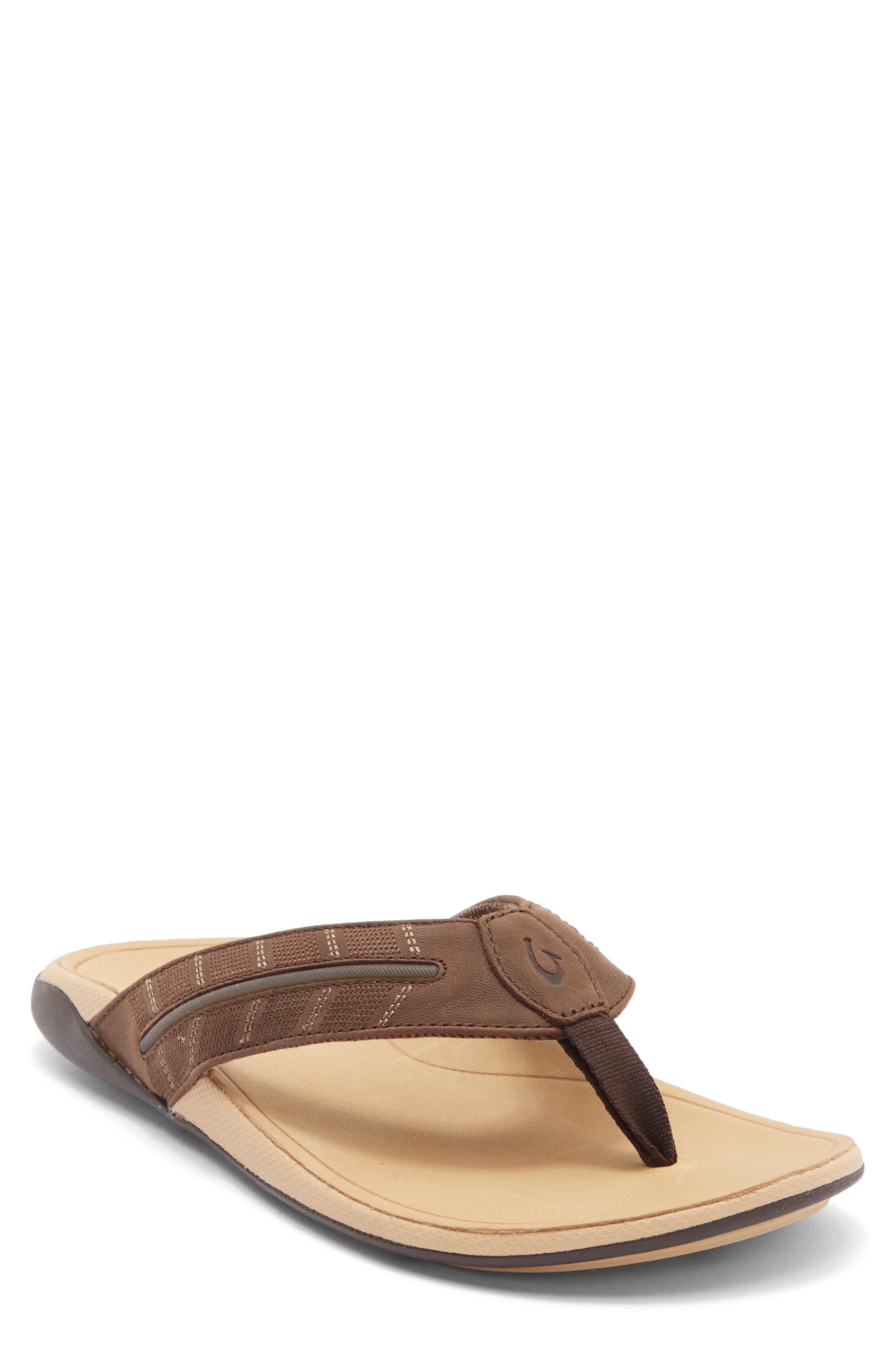 OluKai Tuahine Waterproof Flip Flop, Main, color, Dark Java / Golden Sand