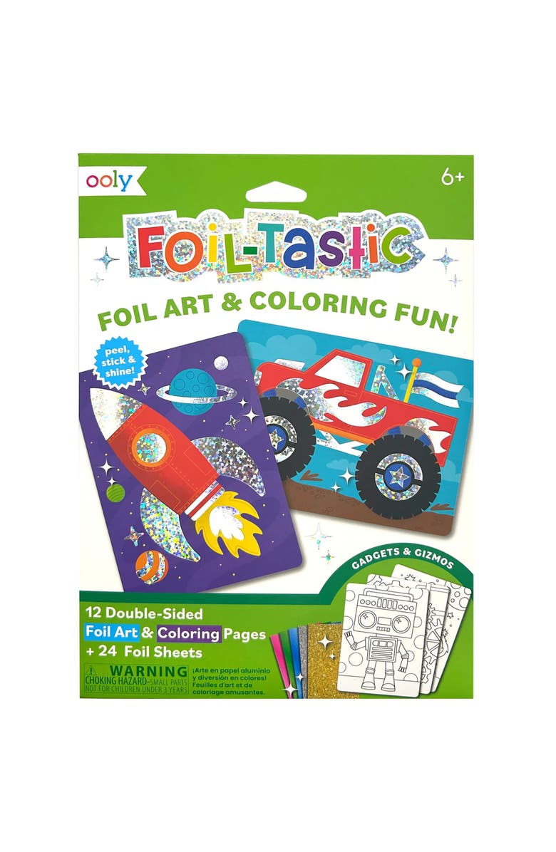 OOLY Foil tastic Foil Art & Coloring Set, Gadgets & Gizmos, 12 Pages, Kids 6+, Main, color, Multicolored