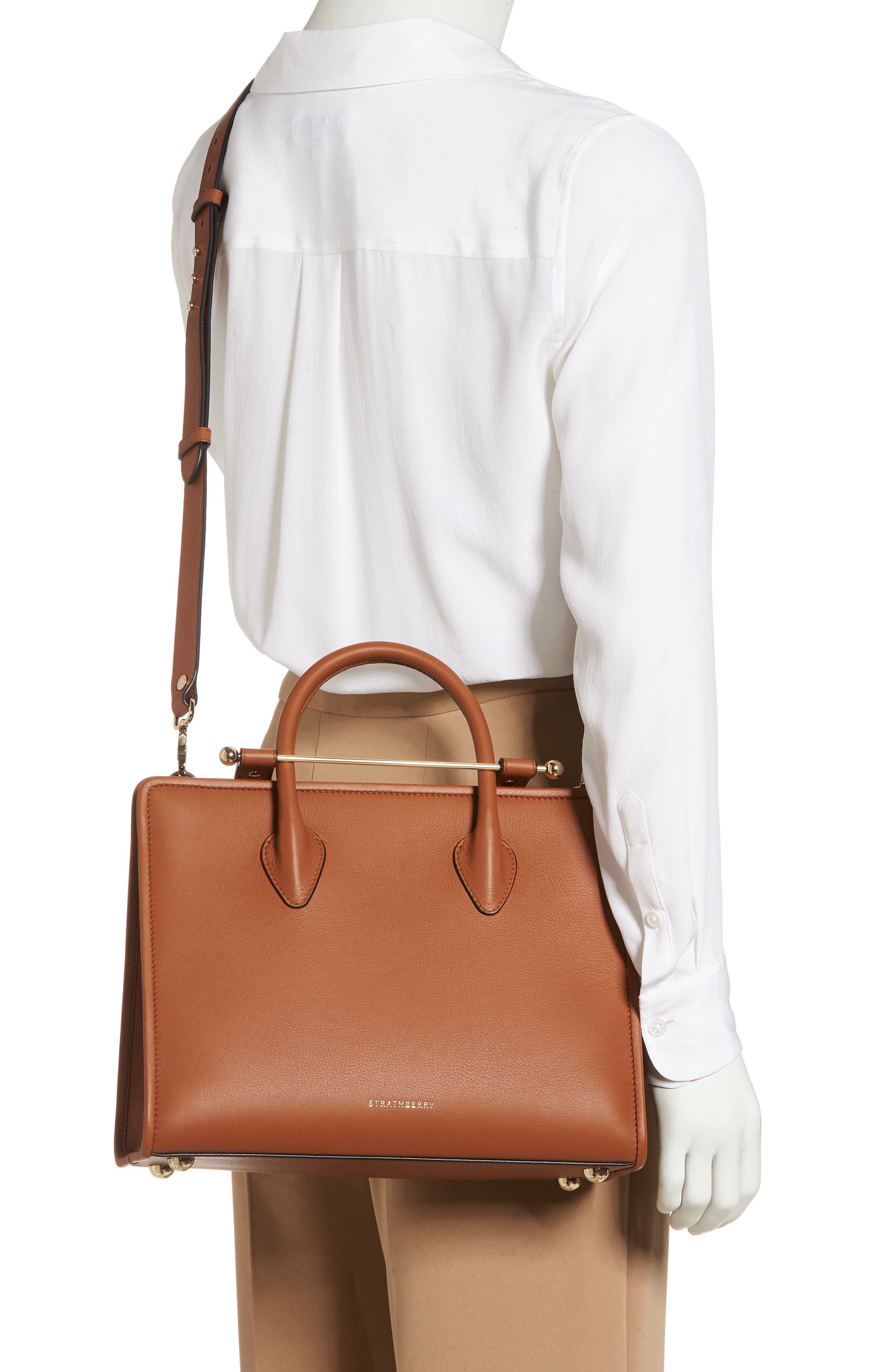 Strathberry Midi Leather Tote, Alternate, color, 