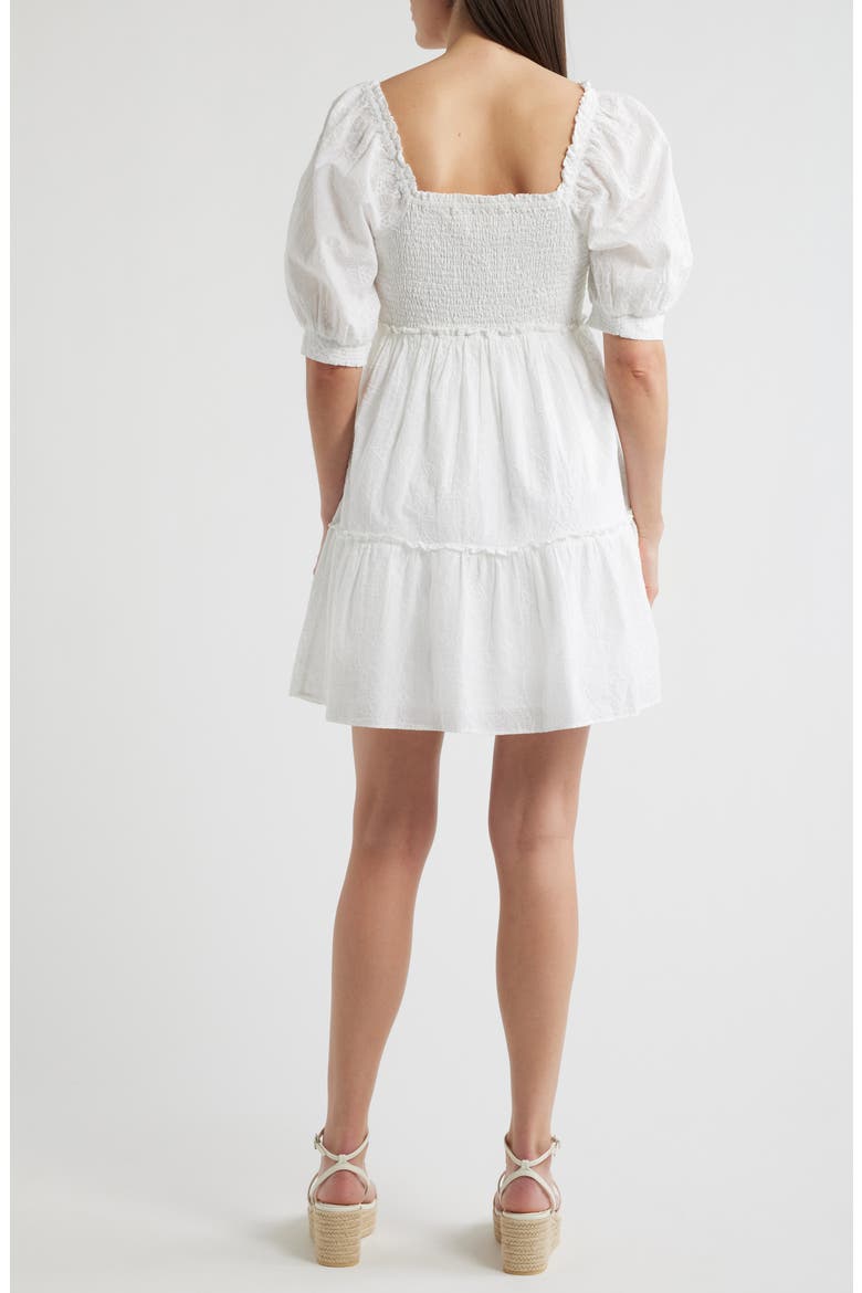 Hadly Smocked Puff Shoulder Ruffle Hem Dress, Alternate, color, RESORT WHITE SUN SHOWERS
